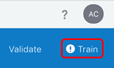 Screenshot of the part of the page that shows the Validate and Train buttons